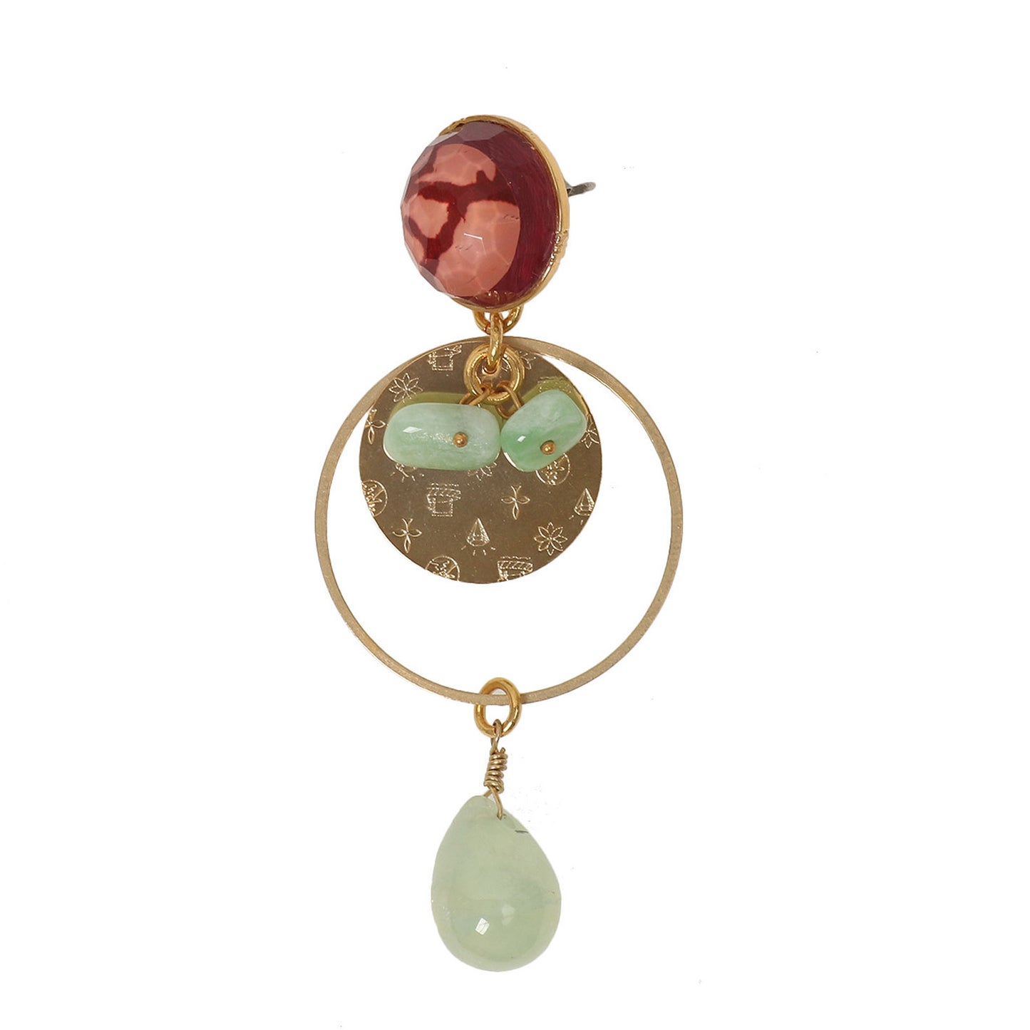 ピアス ピンク フープ 珊瑚 金 プリナイト TAMARUSAN
