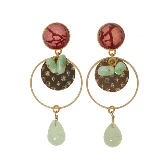 ピアス ピンク フープ 珊瑚 金 プリナイト TAMARUSAN