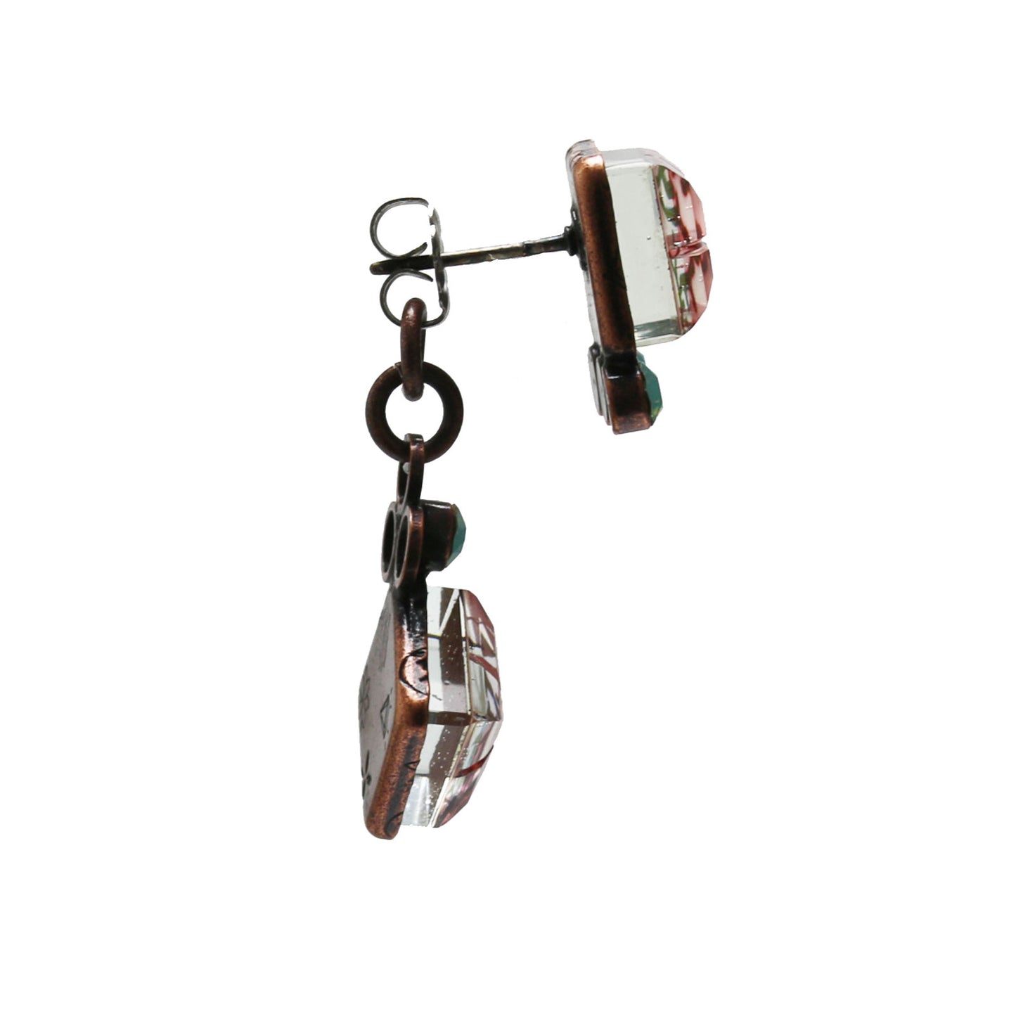 ピアス ピンク 軽量 樹脂 ラインストーン 血赤珊瑚 TAMARUSAN