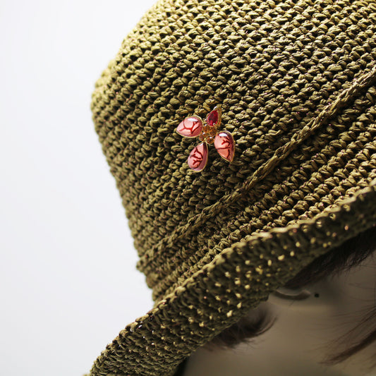 ピンブローチ ルビー 鳥 ピンク 金 TAMARUSAN