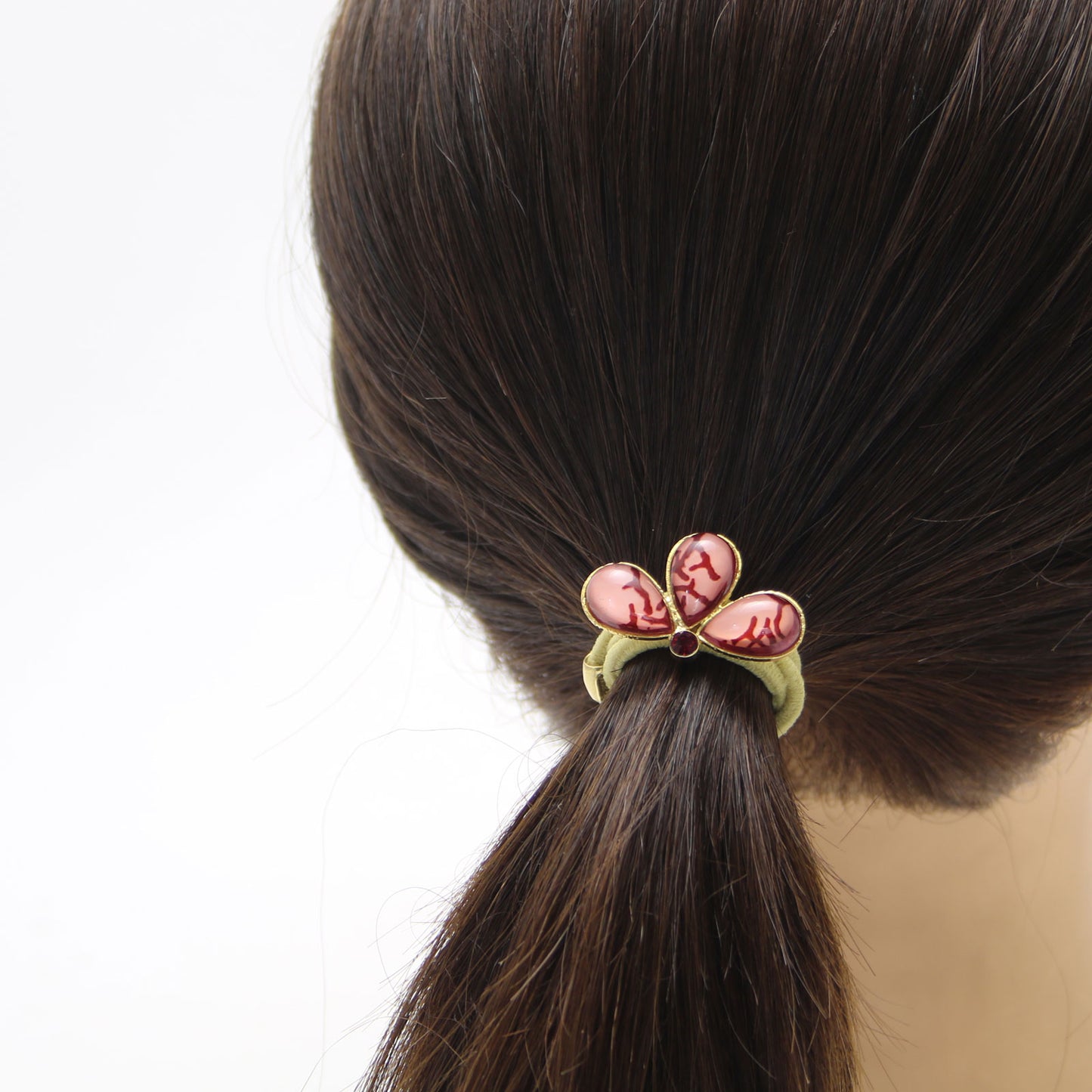 ヘアゴム 血赤珊瑚 ピンク 24金 小ぶり TAMARUSAN