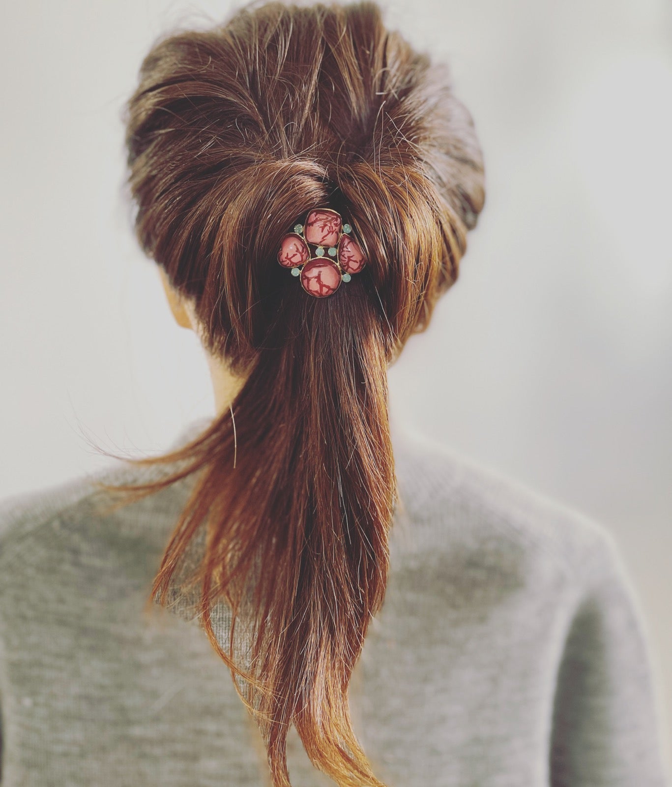 ヘアゴム 赤 ピンク 24k ラインストーン TAMARUSAN