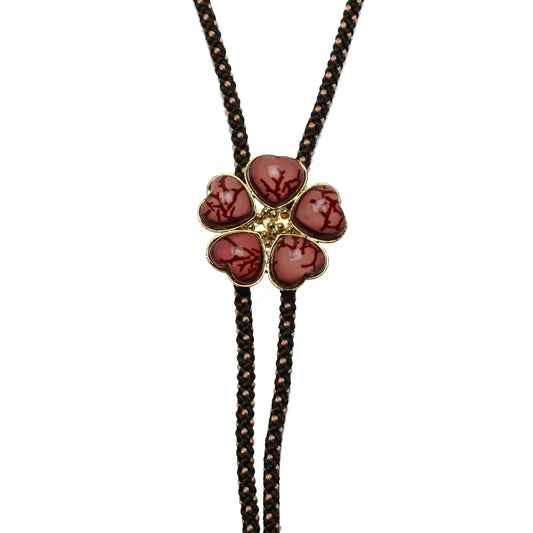 組紐ループタイ 花 血赤珊瑚 正絹 ピンク 男女兼用 TAMARUSAN