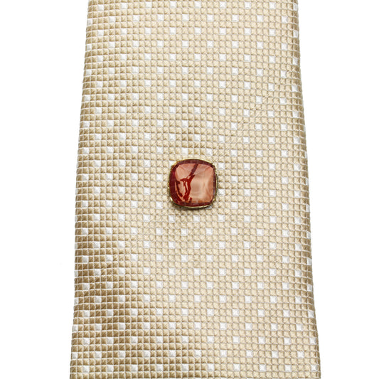 タイタックピン 珊瑚 ピンク 赤 24k 四角 TAMARUSAN