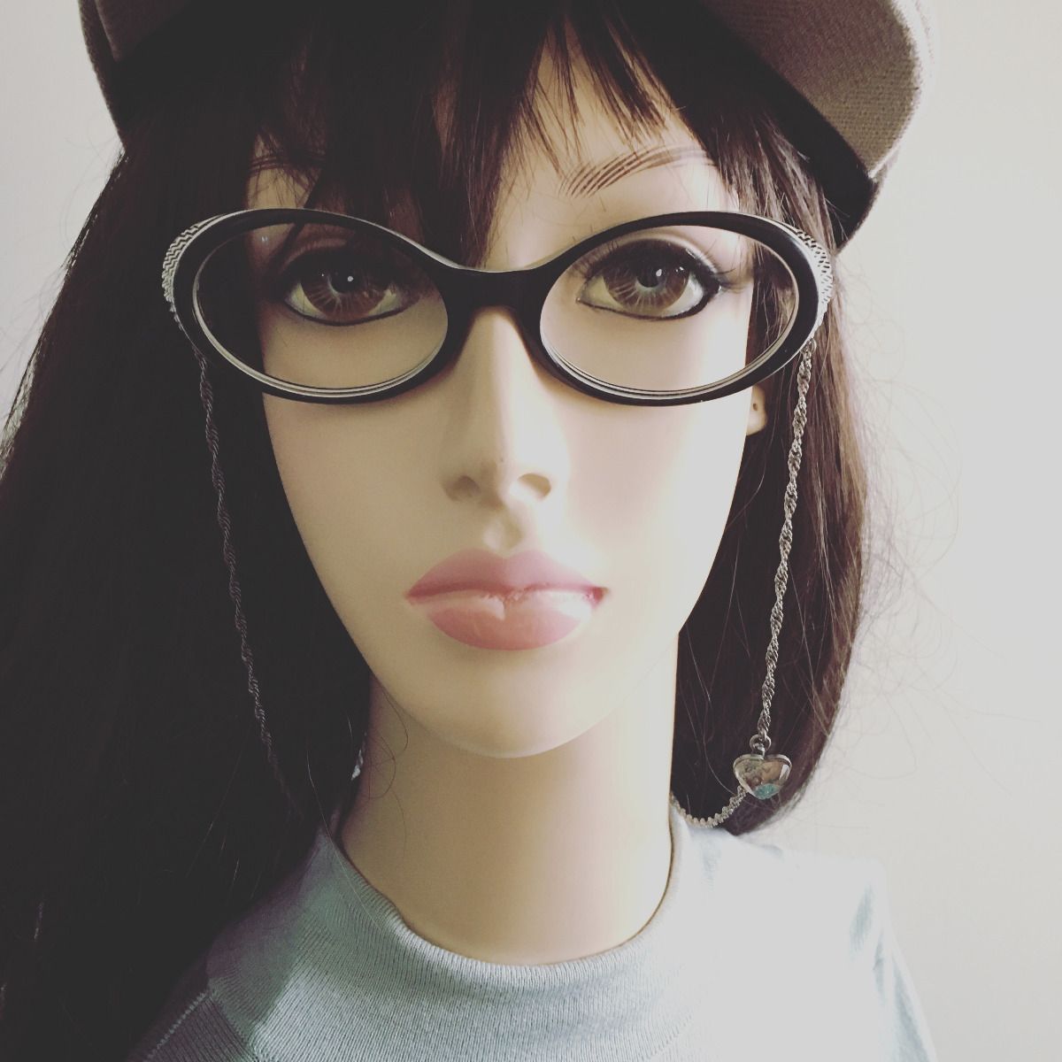 眼鏡チェーン ハート 古希 紫 アンティーク調 TAMARUSAN