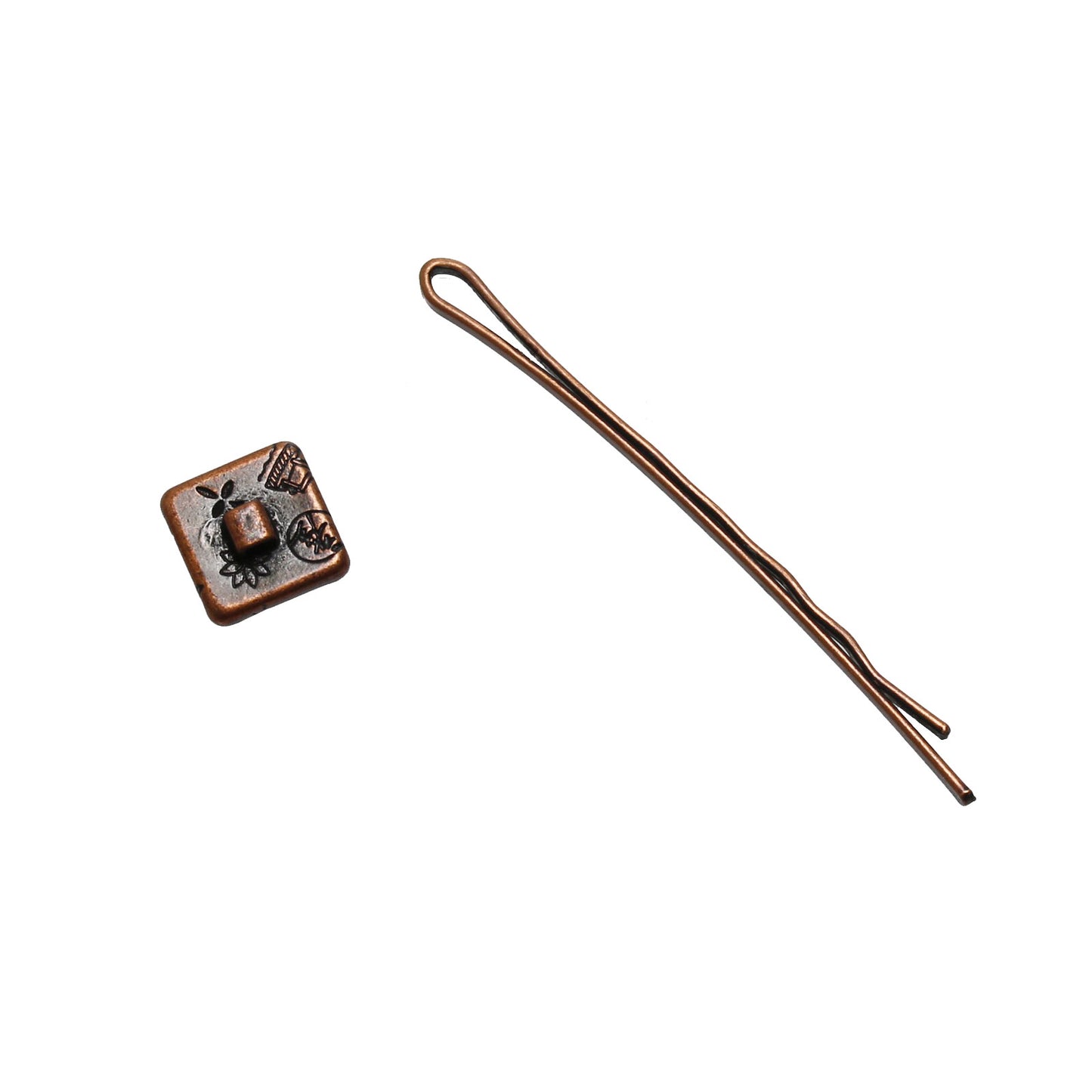 ヘアピン 四角 オレンジ 飾り取り外し可能 TAMARUSAN