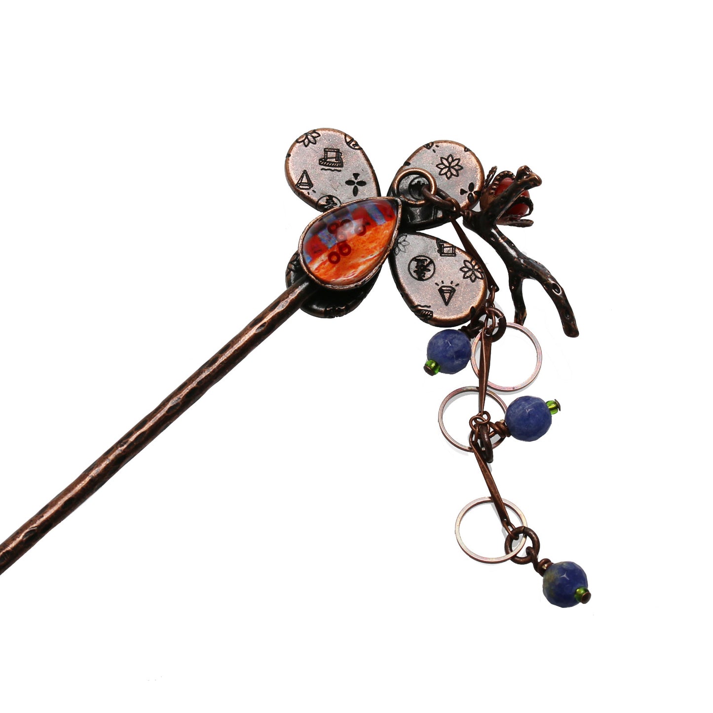 花 かんざし オレンジ 一本挿し TAMARUSAN