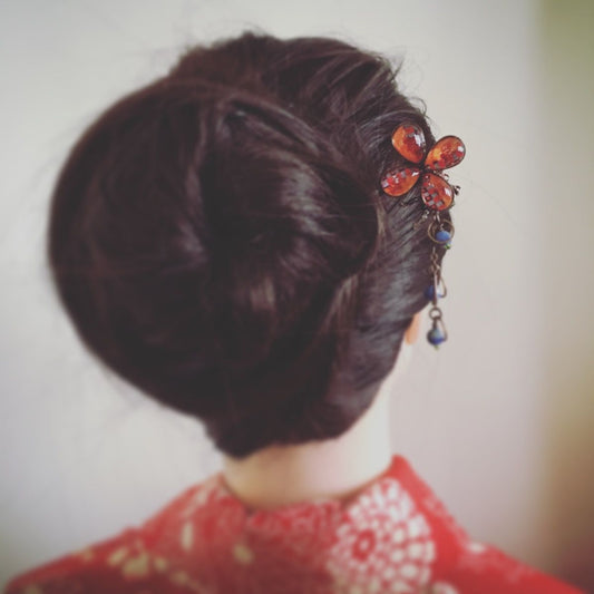花 かんざし オレンジ 一本挿し TAMARUSAN