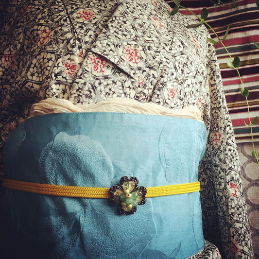 大きい帯留め グリーン 四つ葉 TAMARUSAN