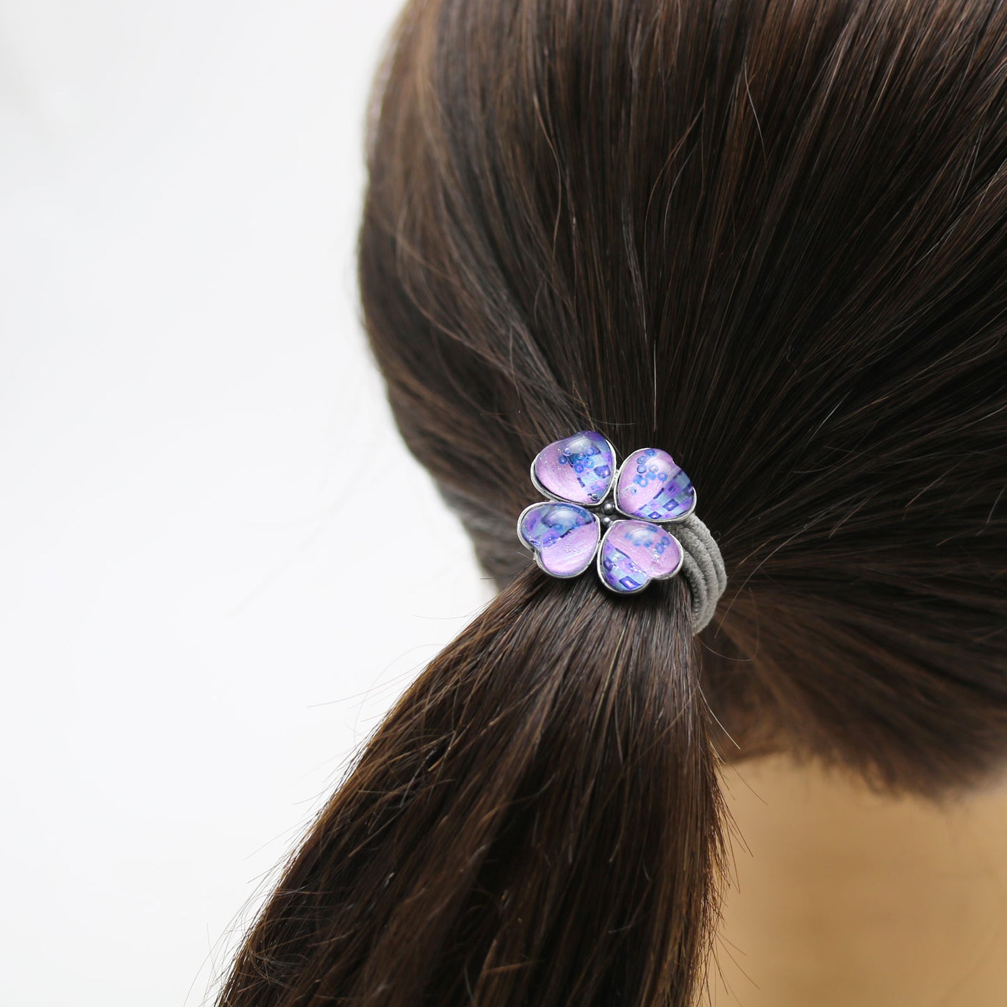 花 ヘアゴム クローバー 紫 贈り物 TAMARUSAN