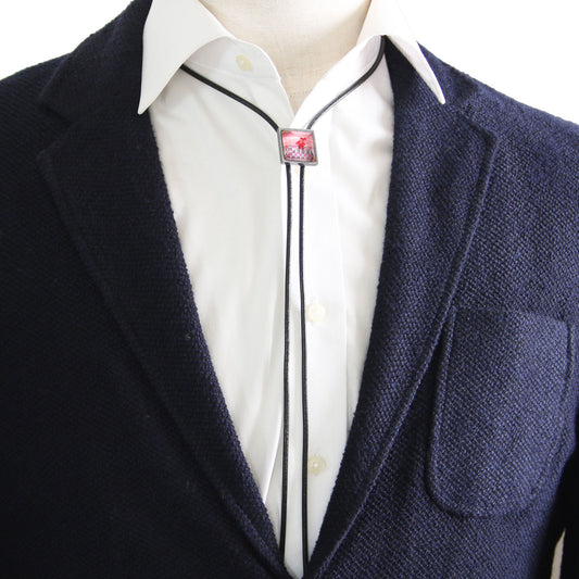 革紐ループタイ 四角 ピンク カジュアル TAMARUSAN