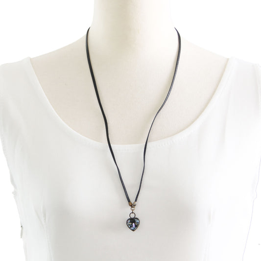 眼鏡ホルダー 革紐 ハート 黒 男女兼用 TAMARUSAN