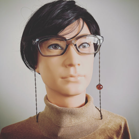 眼鏡チェーン ボタン オレンジ 男女兼用 TAMARUSAN