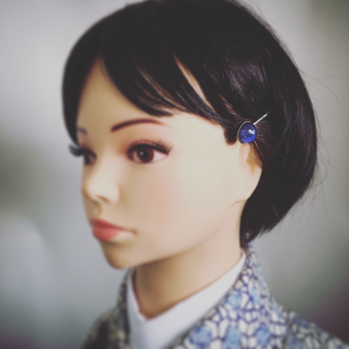 ヘアピン 青 丸 ボタン メンズ TAMARUSAN
