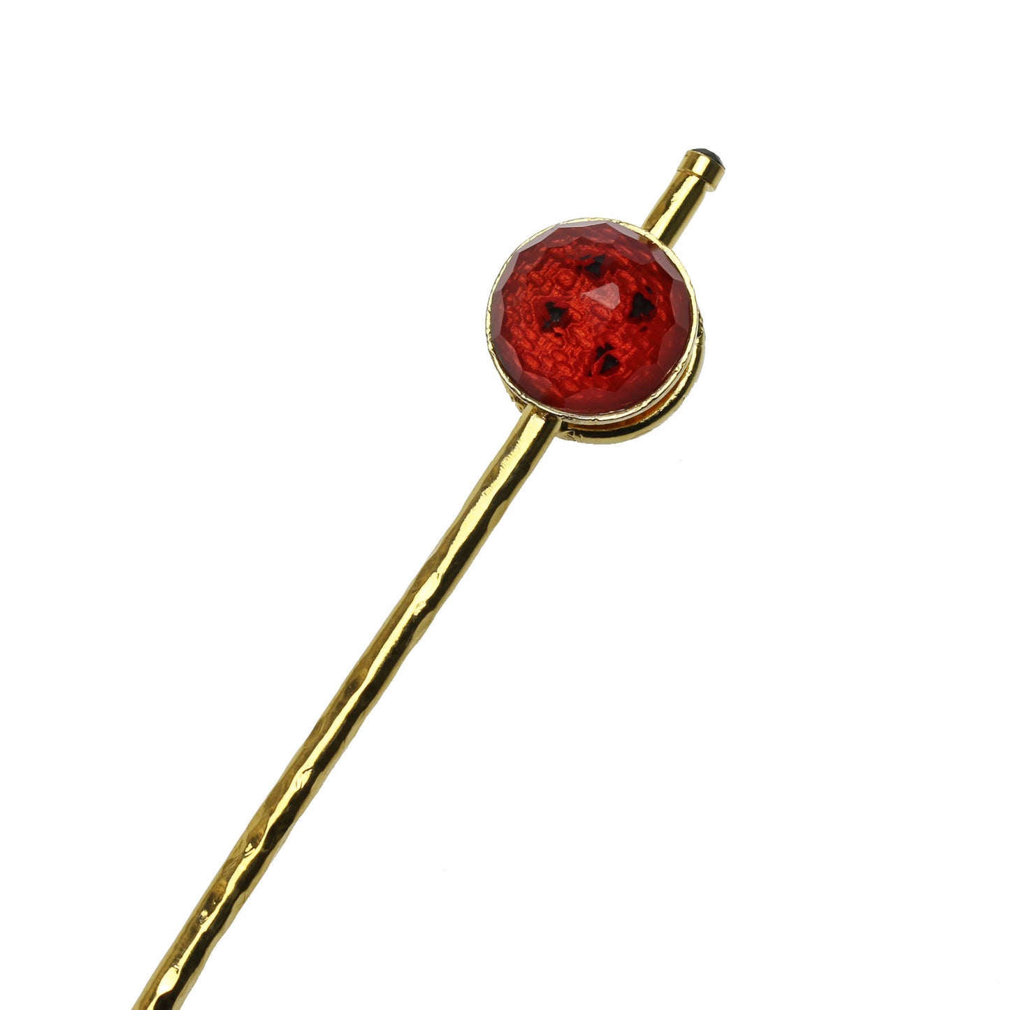 玉かんざし モダン ボタン風 赤 24金 TAMARUSAN