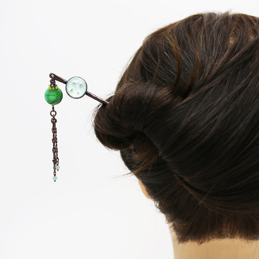 かんざし 水色 ボタン風 一本挿し TAMARUSAN