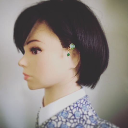 ヘアピン 黄緑 水玉 毒キノコ 金 贈り物 高級ヘアピン