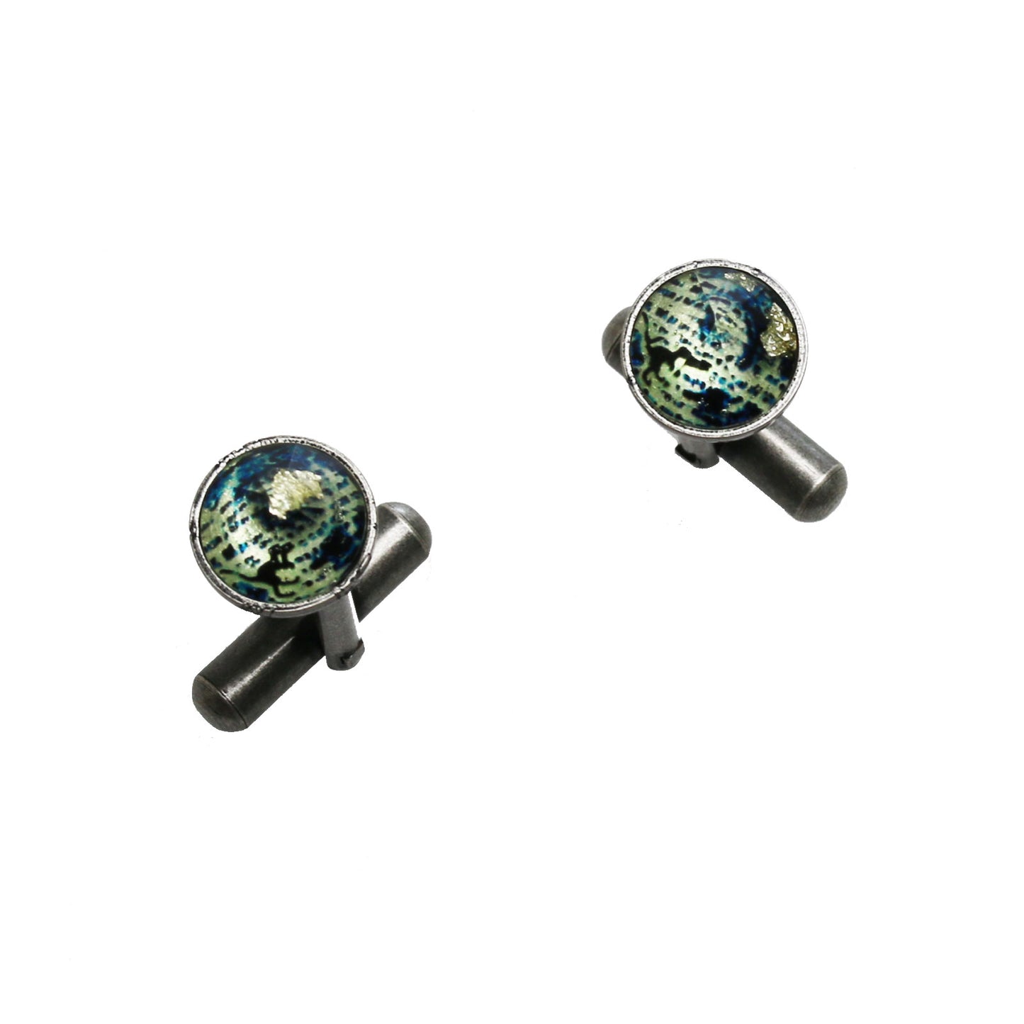 カフスボタン 恐竜 紺 純銀箔 TAMARUSAN