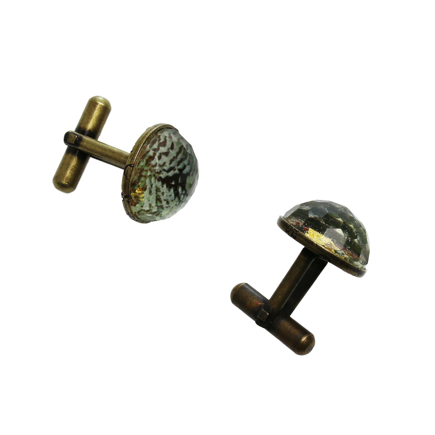 カフスボタン 恐竜 緑 金箔 男女兼用 TAMARUSAN