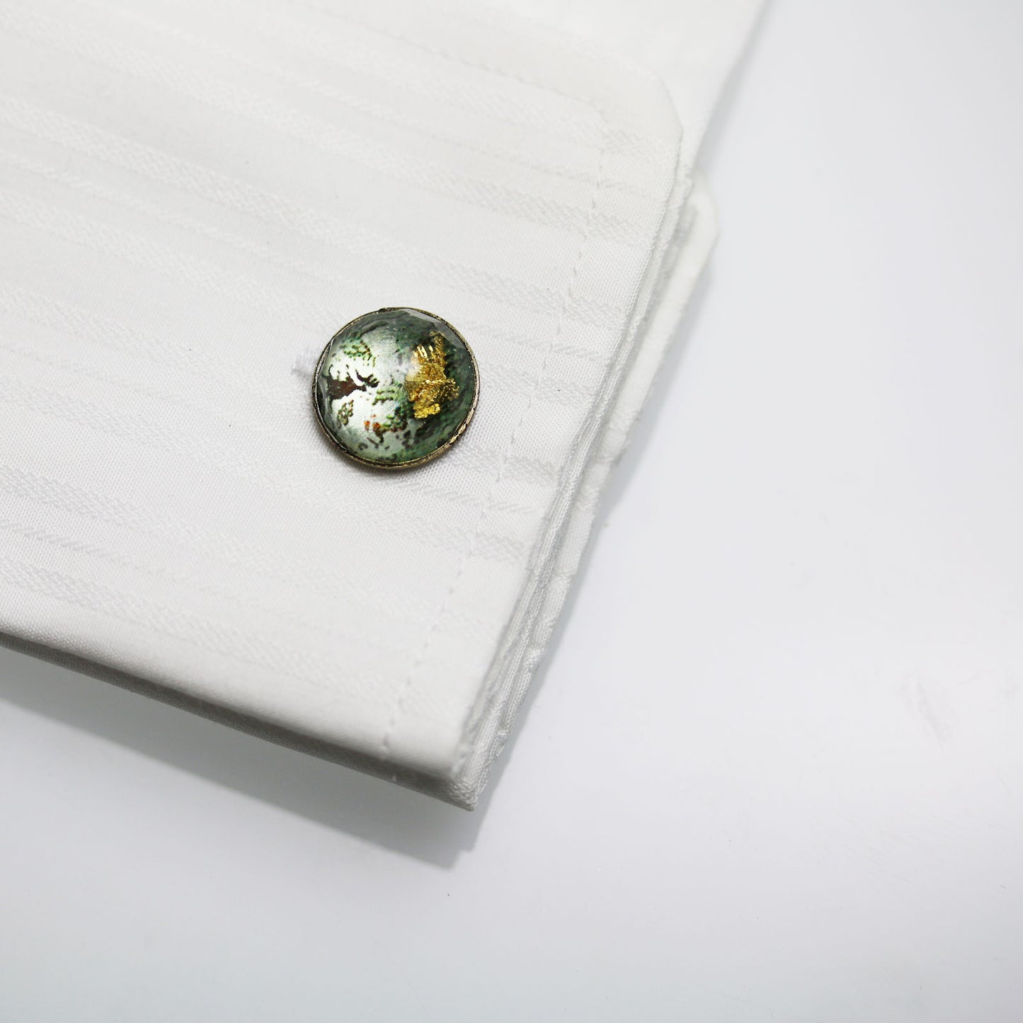 カフスボタン 恐竜 緑 金箔 男女兼用 TAMARUSAN