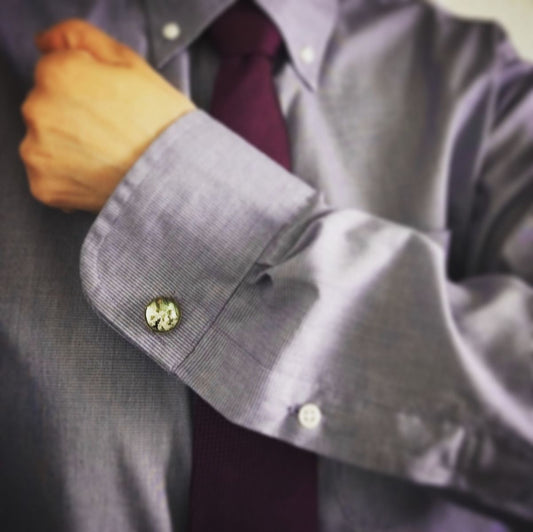 カフスボタン 恐竜 緑 金箔 男女兼用 TAMARUSAN