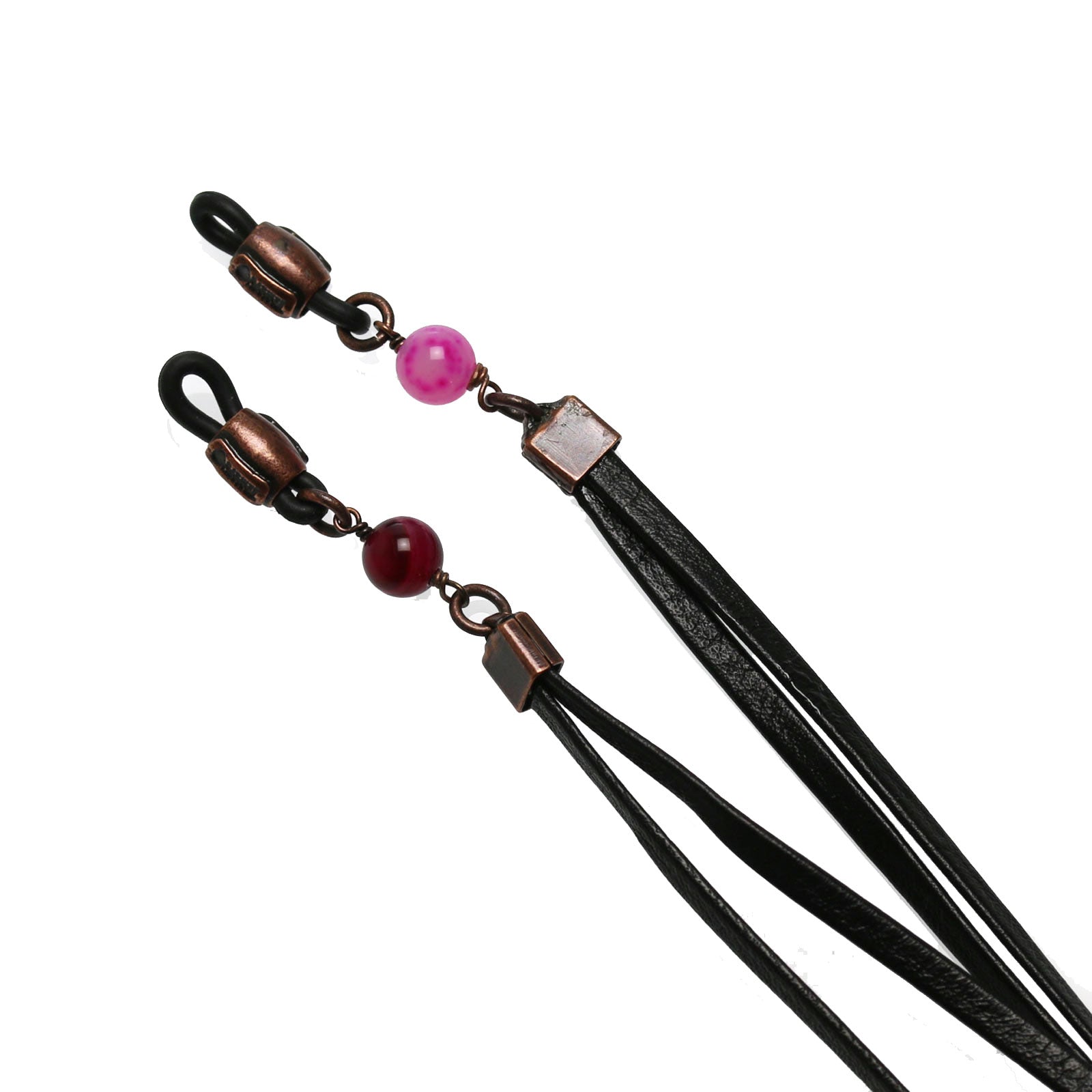 眼鏡チェーン(グラスコード) 恐竜 赤紫 革 樹脂 黒 メンズ TAMARUSAN