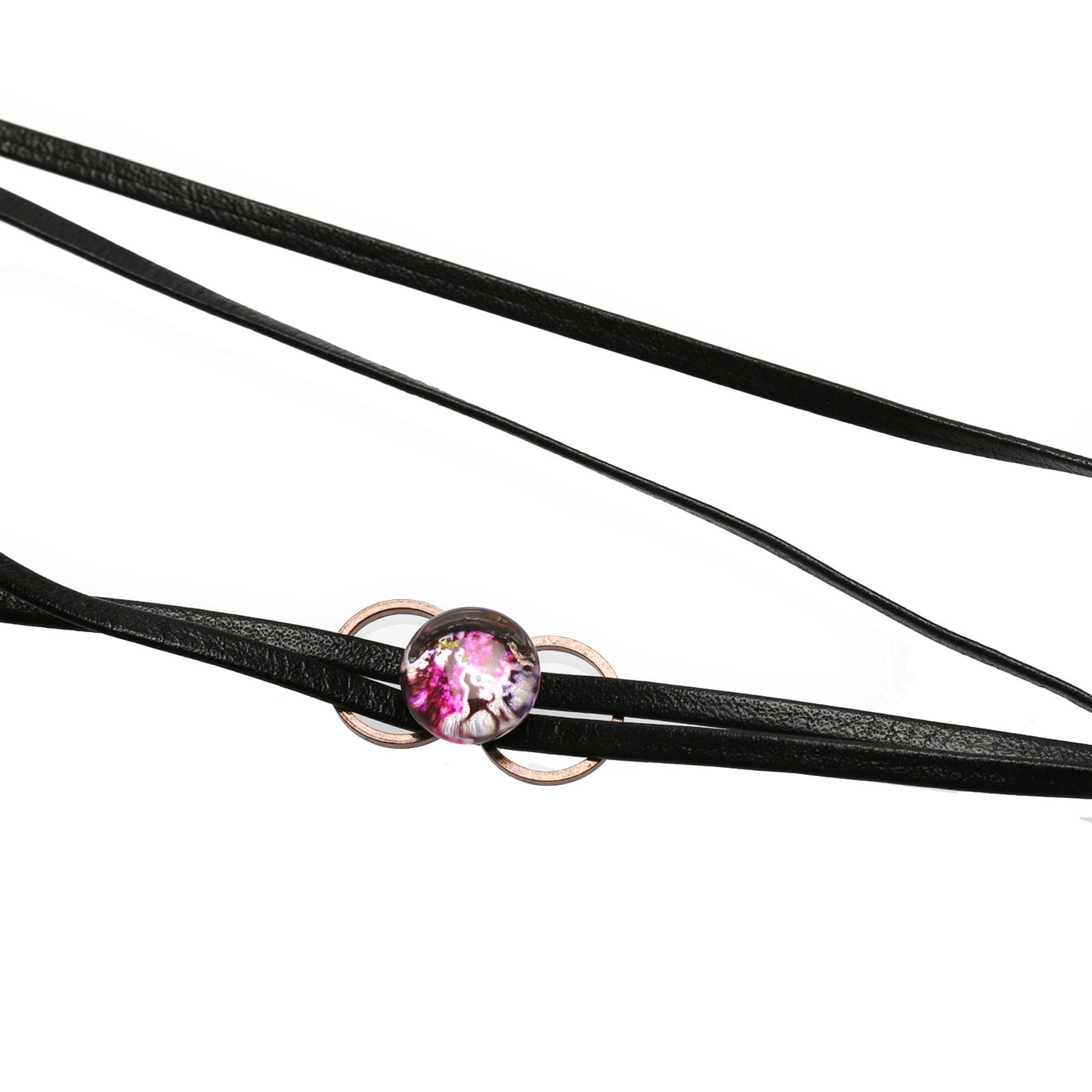 眼鏡チェーン(グラスコード) 恐竜 赤紫 革 樹脂 黒 メンズ TAMARUSAN