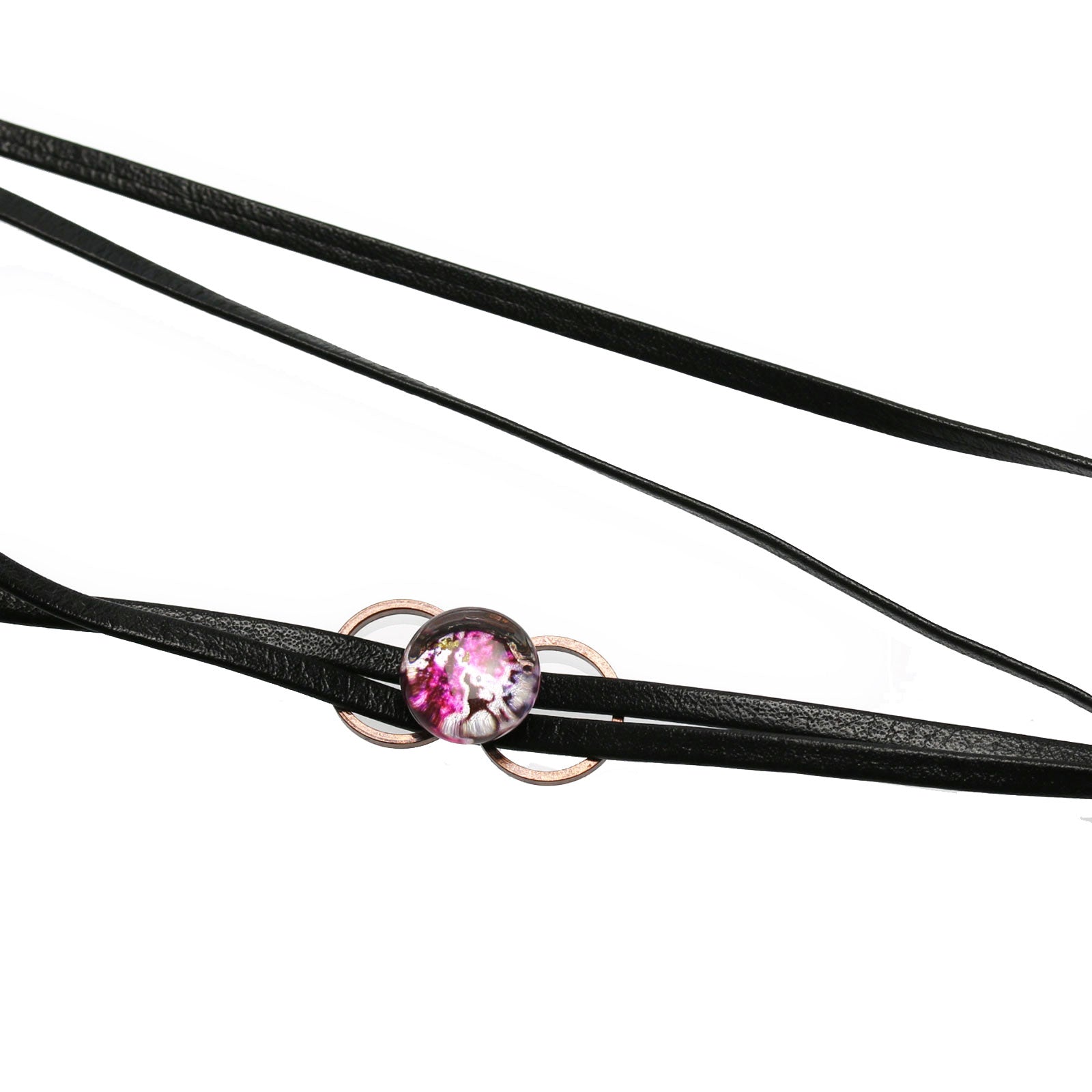 眼鏡チェーン(グラスコード) 恐竜 赤紫 革 樹脂 黒 メンズ TAMARUSAN