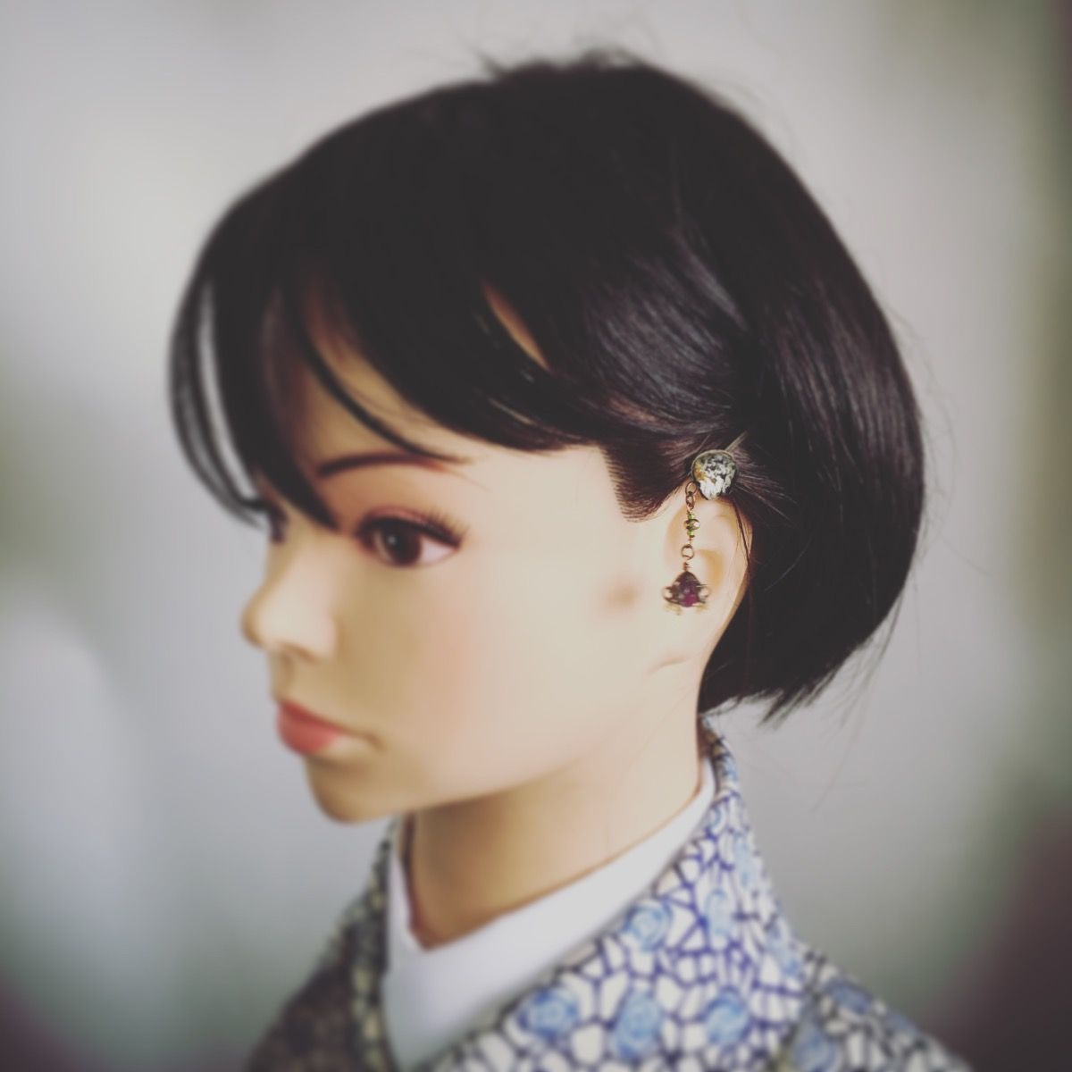 ヘアピン 恐竜 緑 ハート アメジスト TAMARUSAN