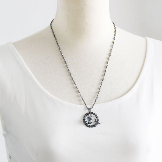 ネックレス 恐竜 青 銀粉 TAMARUSAN