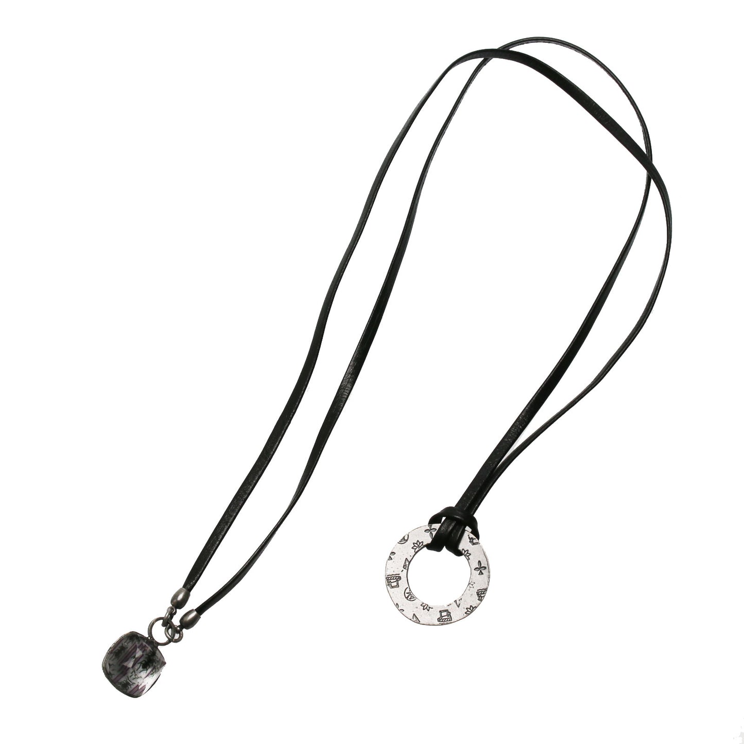 眼鏡ホルダー 革紐 グレー ハンミョウ ネックレス TAMARUSAN