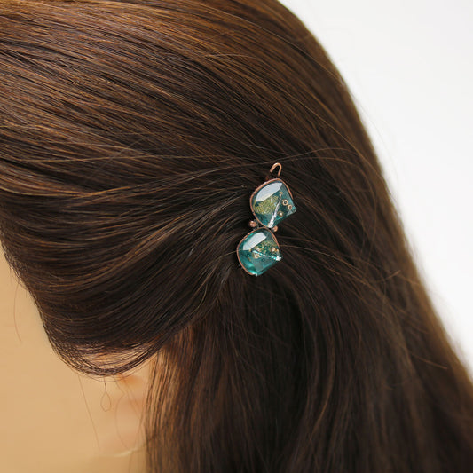 パッチン留め 緑 樹脂 和装ヘアスタイル TAMARUSAN