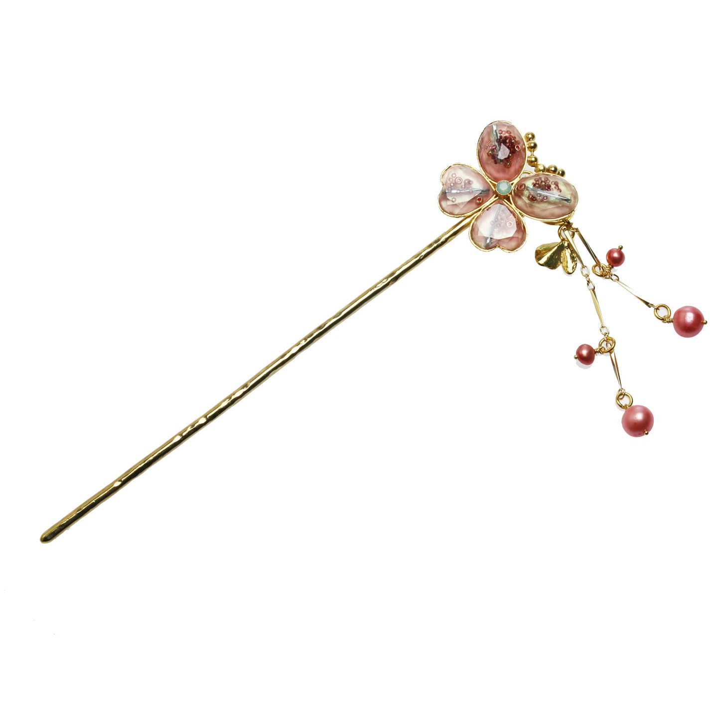 かんざし ピンク 蝶 24k 淡水パール TAMARUSAN