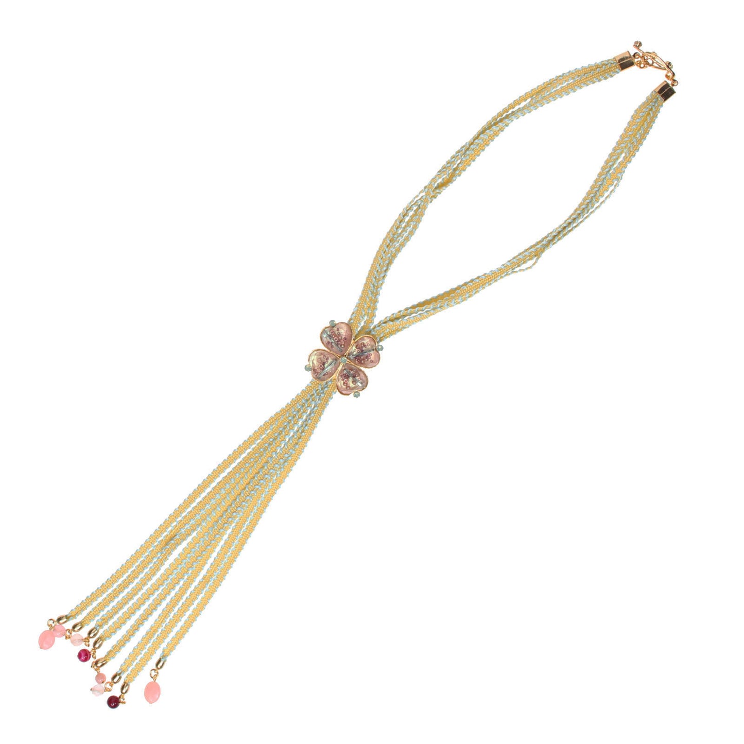 リボンループタイ 四つ葉 黄色 ピンク 24k TAMARUSAN