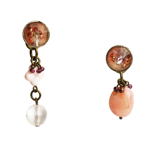 ピアス アシンメトリー ピンクコモンオパール TAMARUSAN