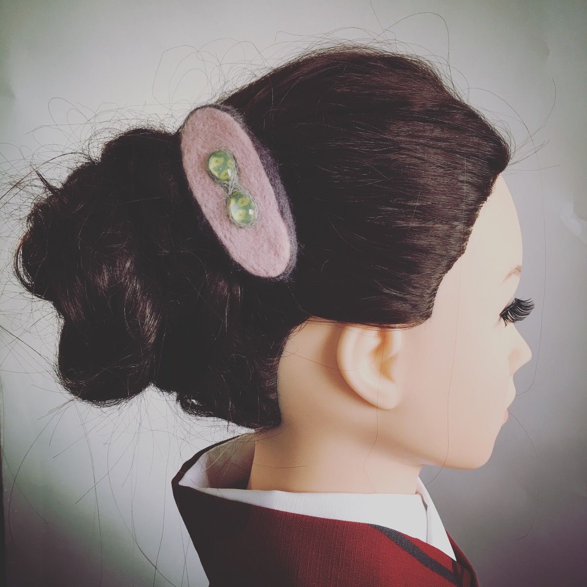 バレッタ ピンク フェルト 鹿の子 TAMARUSAN
