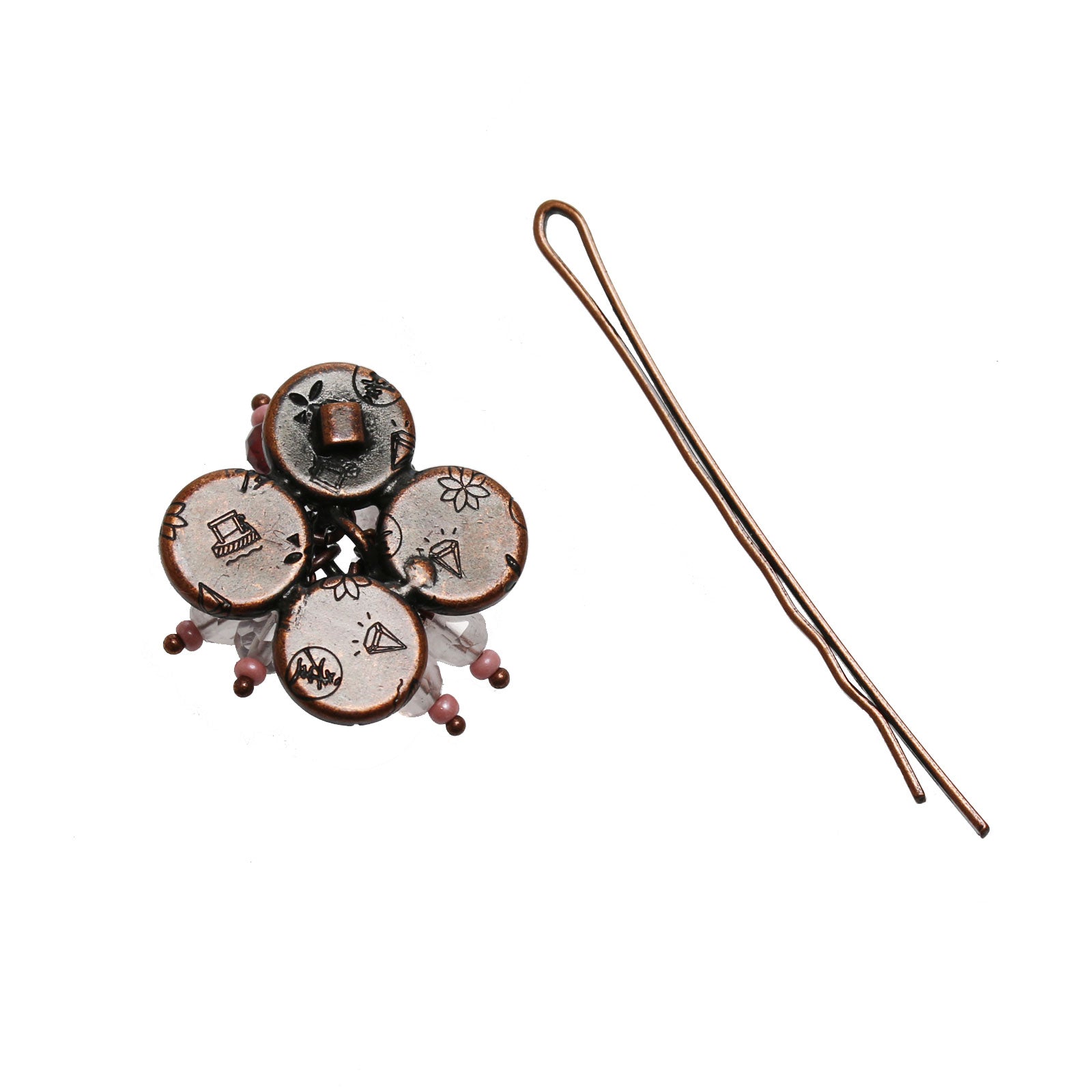 ヘアピン 花 鹿の子 ガーネット ピンク TAMARUSAN