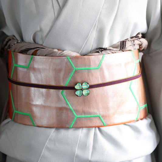 帯留 グリーン 鹿の子 四つ葉 TAMARUSAN