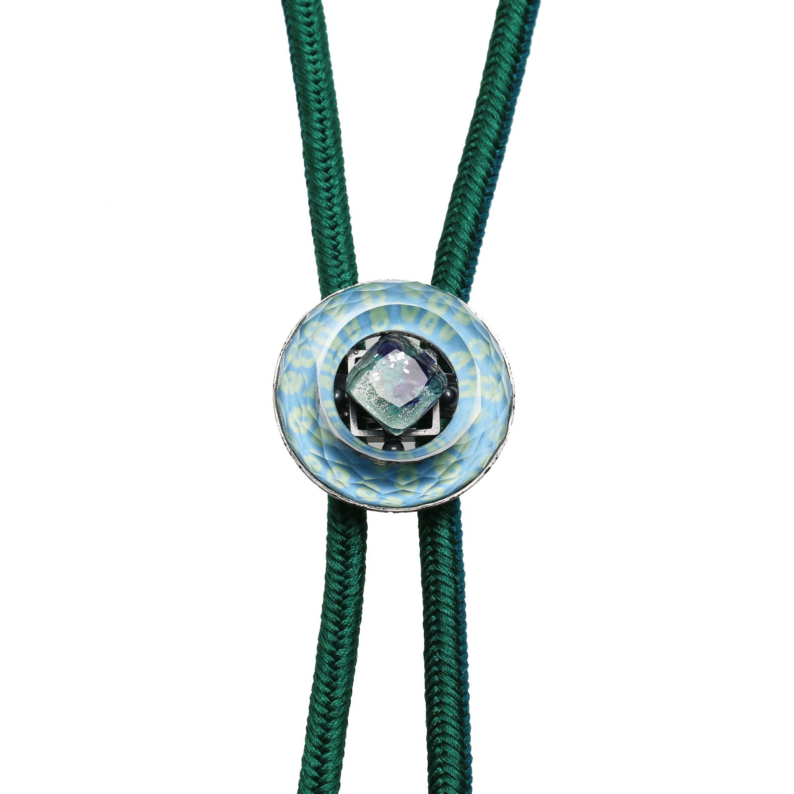 組紐ループタイ 正絹 鹿の子 水色 緑 TAMARUSAN