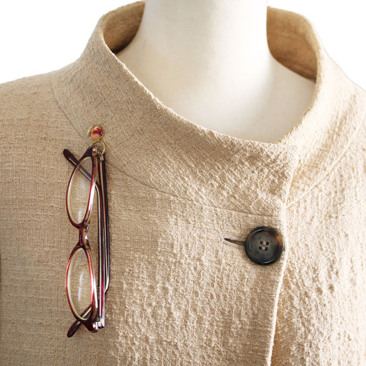 眼鏡ホルダーピンブローチ カニ 赤 24k TAMARUSAN