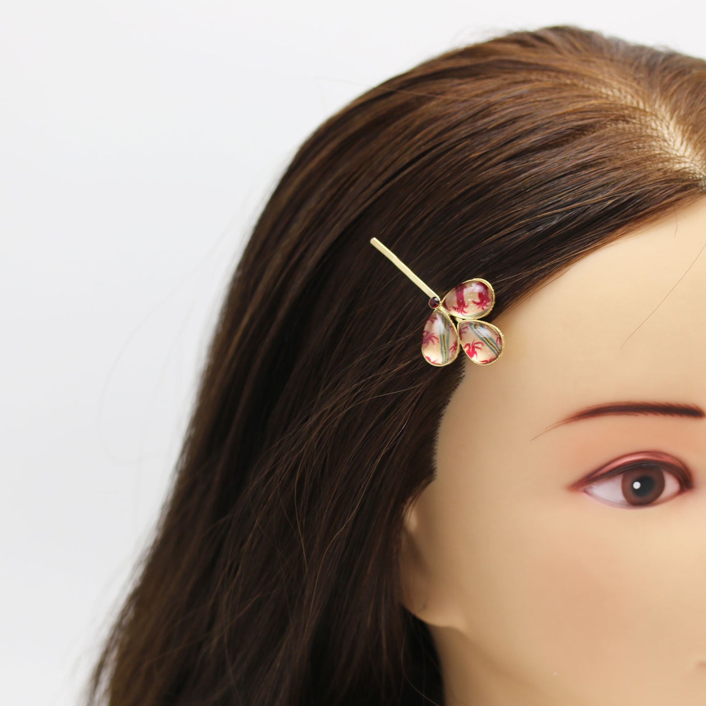 金 ヘアピン カニ 赤 葉っぱ 飾り取り外し可能 TAMARUSAN