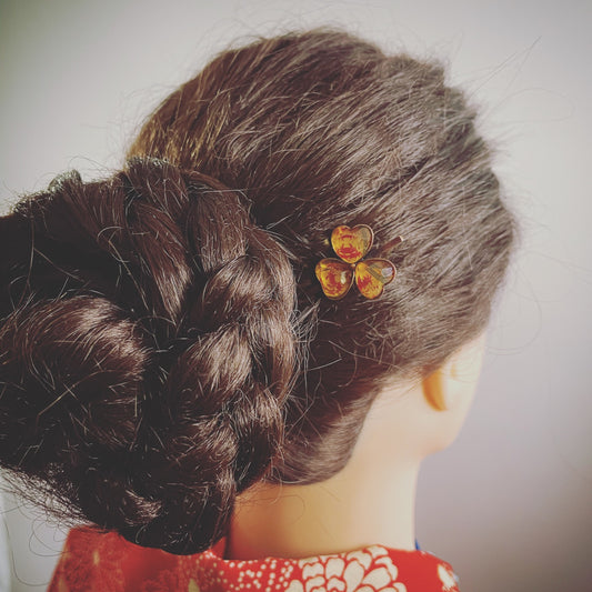 ミニかんざし カニ 赤 花 TAMARUSAN