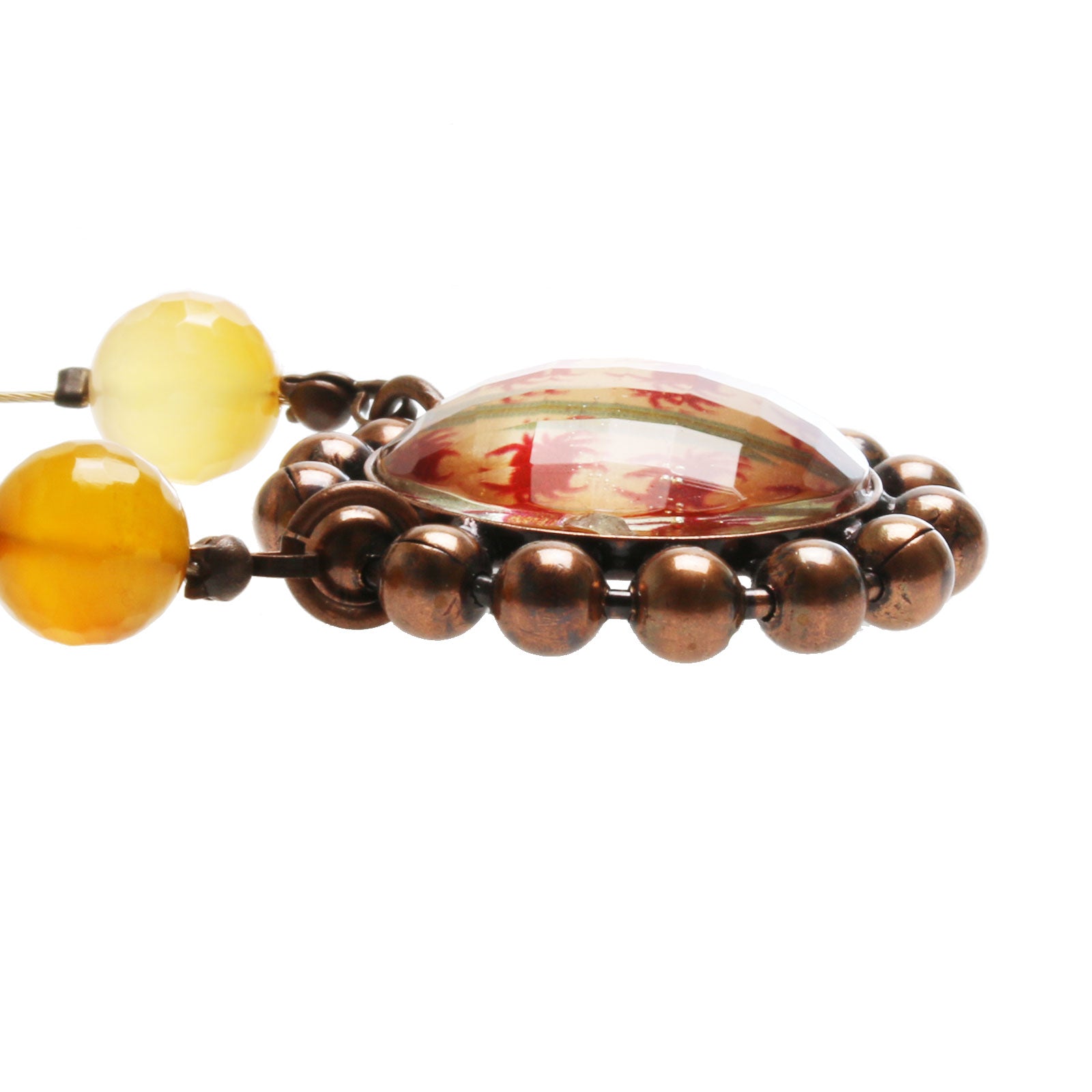 ロングネックレス 赤 カニ カーネリアン TAMARUSAN