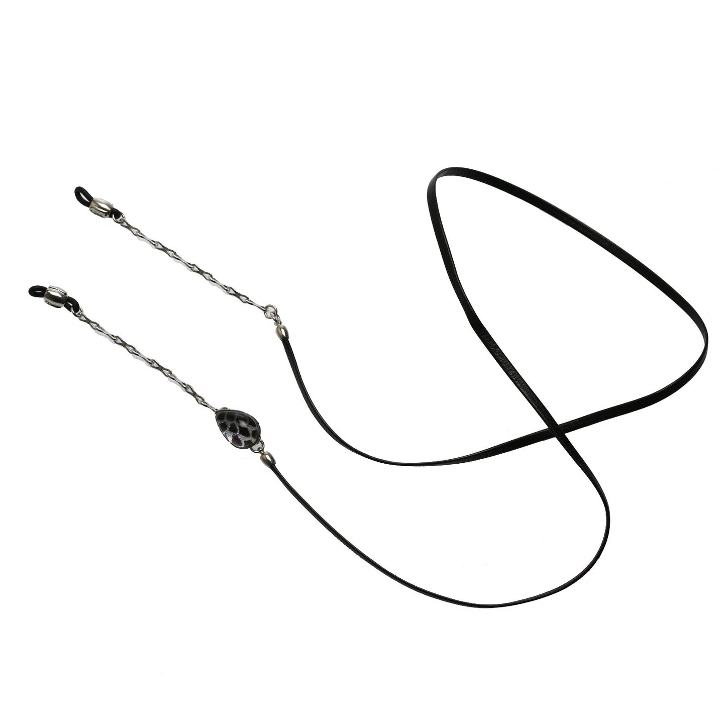 眼鏡チェーン 紺色 革紐 鱗柄 男女兼用 軽量 TAMARUSAN