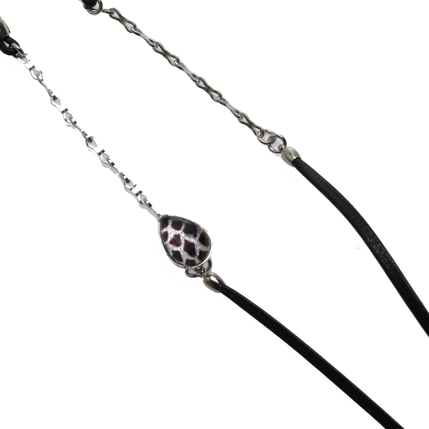 眼鏡チェーン 紺色 革紐 鱗柄 男女兼用 軽量 TAMARUSAN