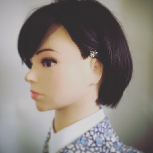 ヘアピン シンプル 鱗 銀色 紺 四角 メンズ TAMARUSAN