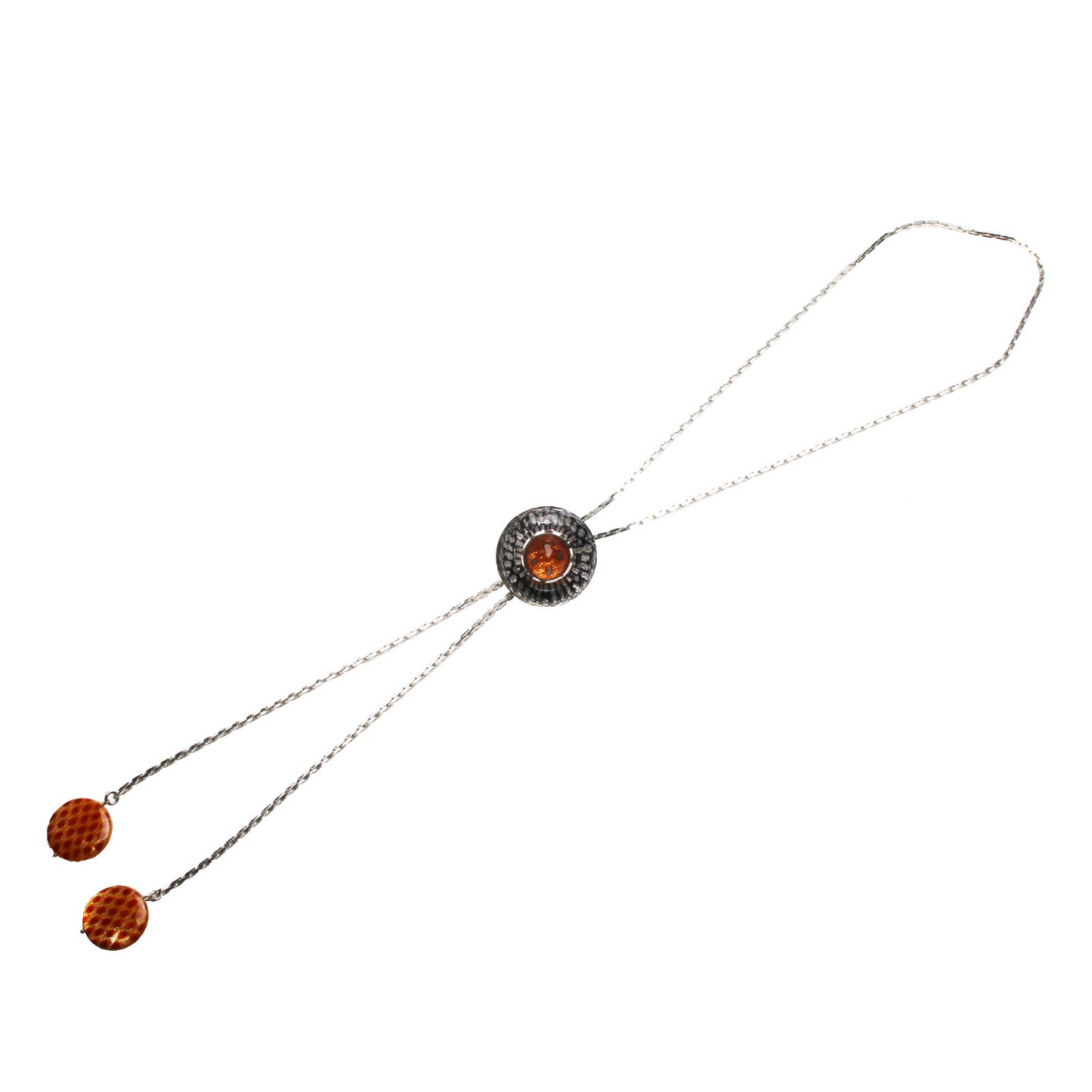 チェーンループタイ 紺 オレンジ ヘリンボーン TAMARUSAN