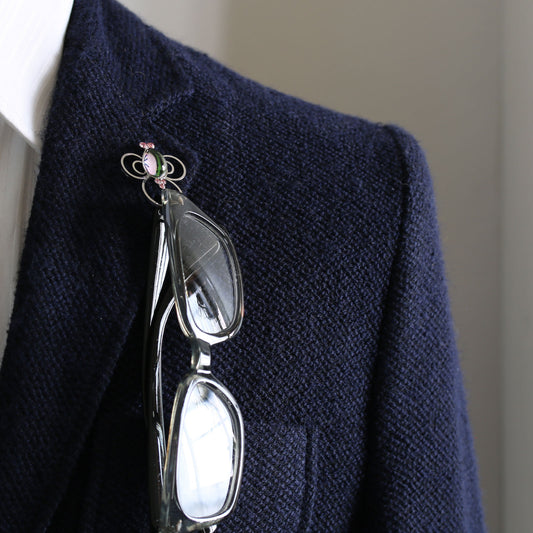 眼鏡ホルダーピンブローチ ミツバチ レモン 白 TAMARUSAN