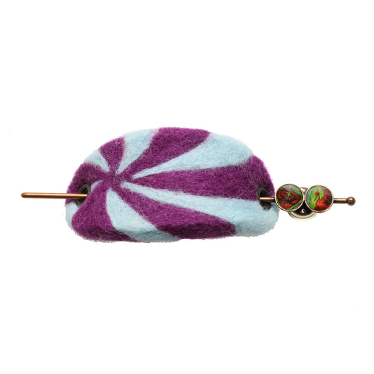 かんざしバレッタ(マジェステ) 紫 水色 フェルティング 風車 レモン TAMARUSAN