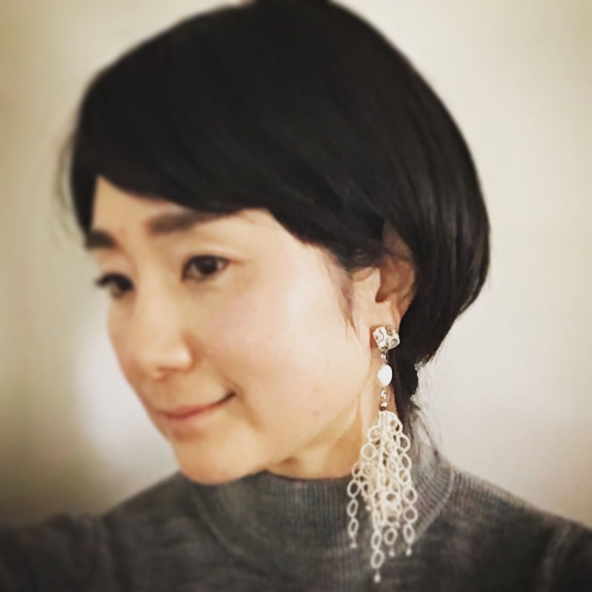 ロングピアス ゴージャスレース 白 淡水パール レモン TAMARUSAN